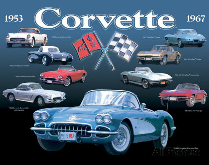 Tin Sign - Corvette Collage