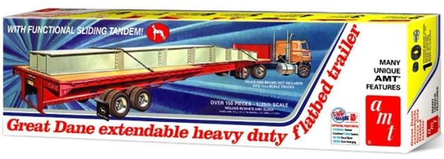 AMT1111 Great Dane Extendable Flat Bed Trailer 1:25 Scale Model Kit