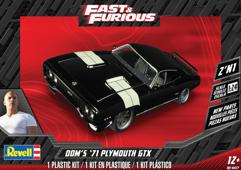 Revell R4477 Fast & Furious Dom's '71 Plymouth GTX 1/24 Scale Plastic Model Kit