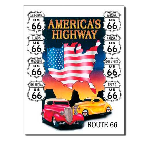 Tin Sign - Route '66 America's Highway