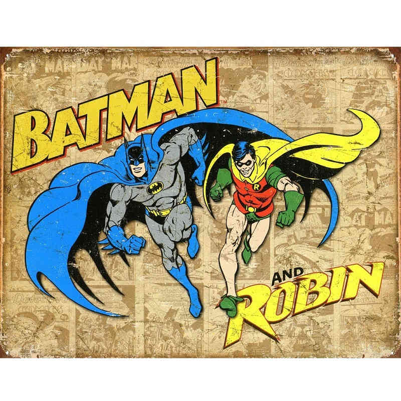 Tin Sign - Batman & Robin Weathered Panels