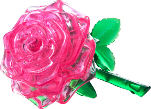 3D Pink Rose Crystal Puzzle