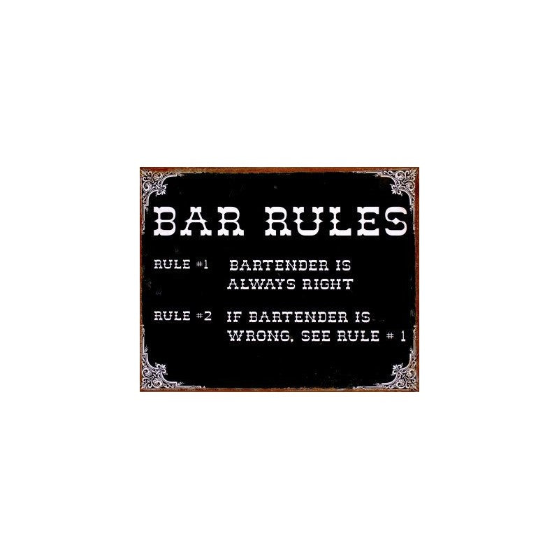 Tin Sign - Bar Rules