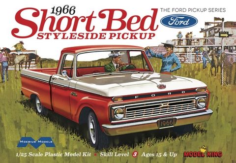 Moebius MOE1233 1966 Ford Short Bed Styleside Pickup 1/25 Scale Plastic Model Kit