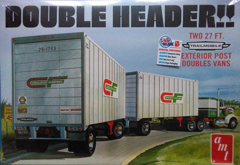 AMT1132 "Double Header" Tandem Van Trailers 1:25 Scale Model Kit