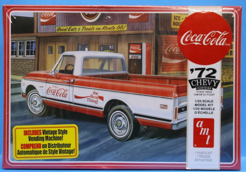 AMT1231 1/25 1972 Chevy Fleetside wit Coca Cola Vending Machine and Crates Plastic Model Kit